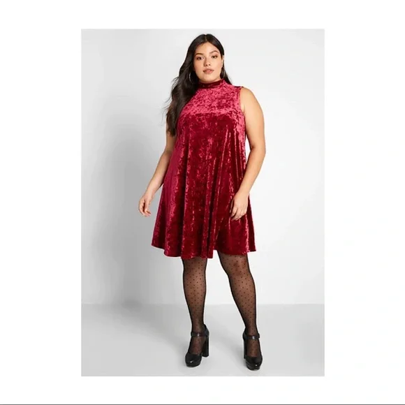 NWT-SzL-ModCloth-“Pure Luxe Velvet Swing Dress” - Picture 2 of 2